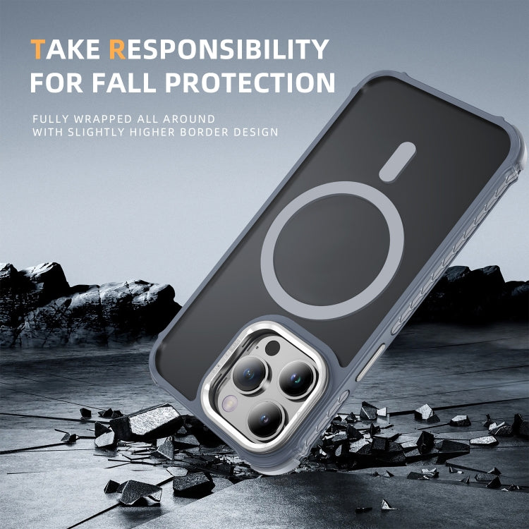 For iPhone 14 Pro Rainbow Series Skin Feel MagSafe Lens Holder Phone Case