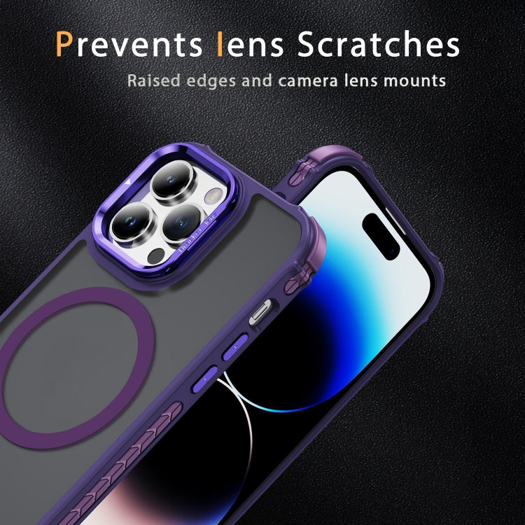 For iPhone 14 Pro Rainbow Series Skin Feel MagSafe Lens Holder Phone Case