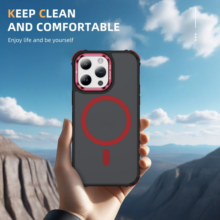 For iPhone 14 Pro Max Rainbow Series Skin Feel MagSafe Lens Holder Phone Case