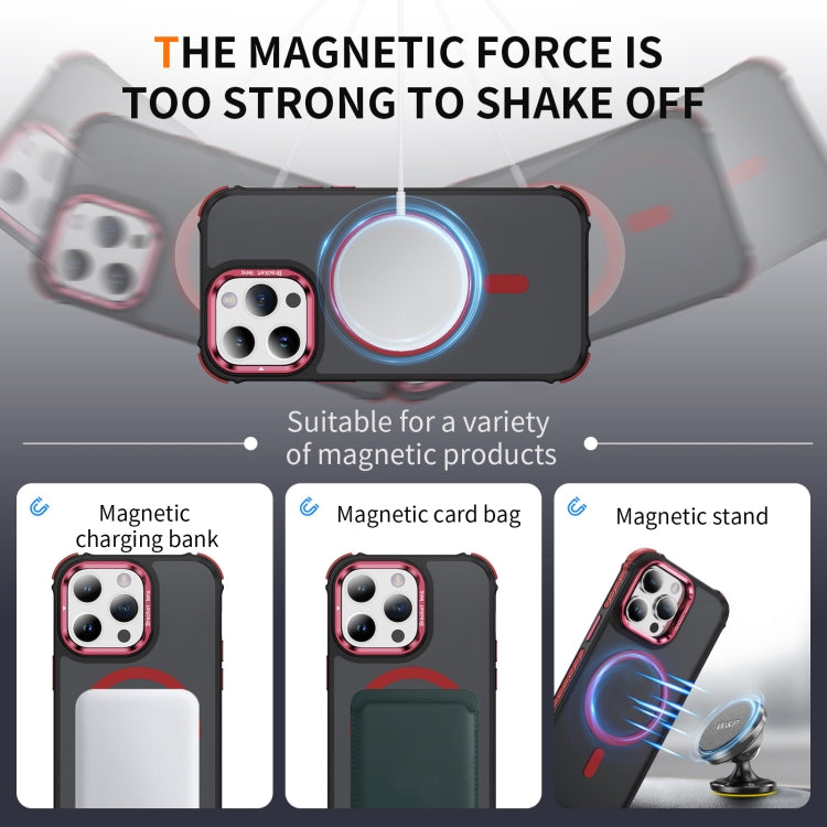For iPhone 14 Pro Max Rainbow Series Skin Feel MagSafe Lens Holder Phone Case