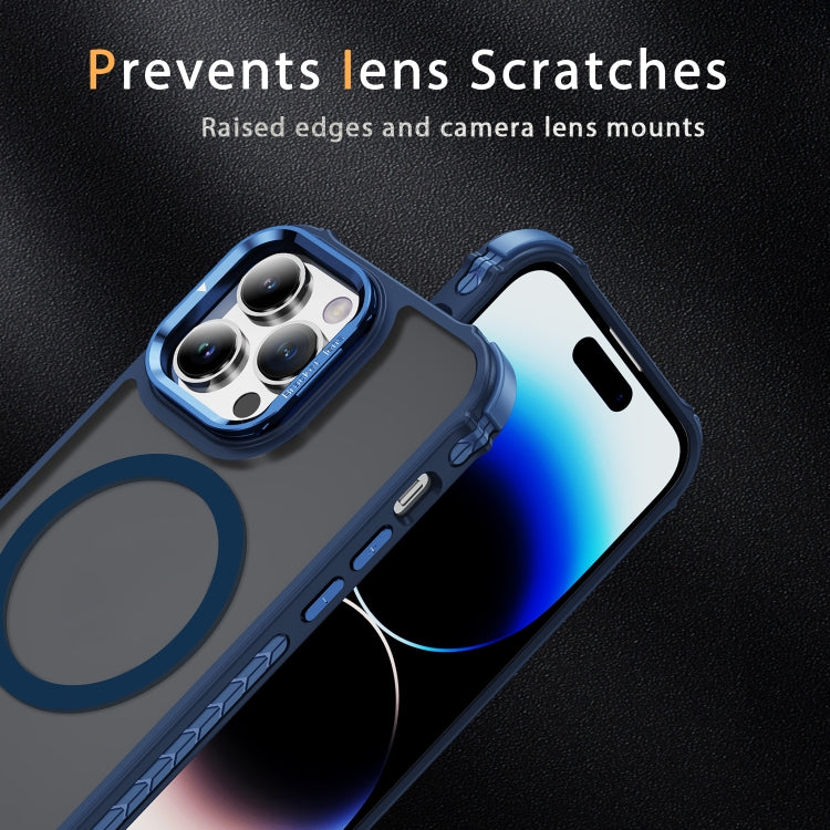 For iPhone 14 Pro Max Rainbow Series Skin Feel MagSafe Lens Holder Phone Case