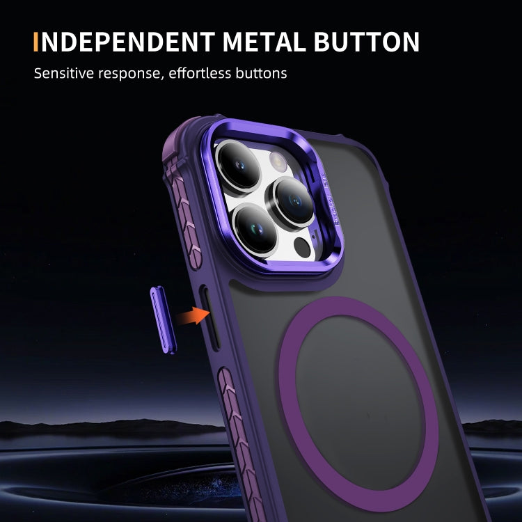For iPhone 14 Pro Max Rainbow Series Skin Feel MagSafe Lens Holder Phone Case