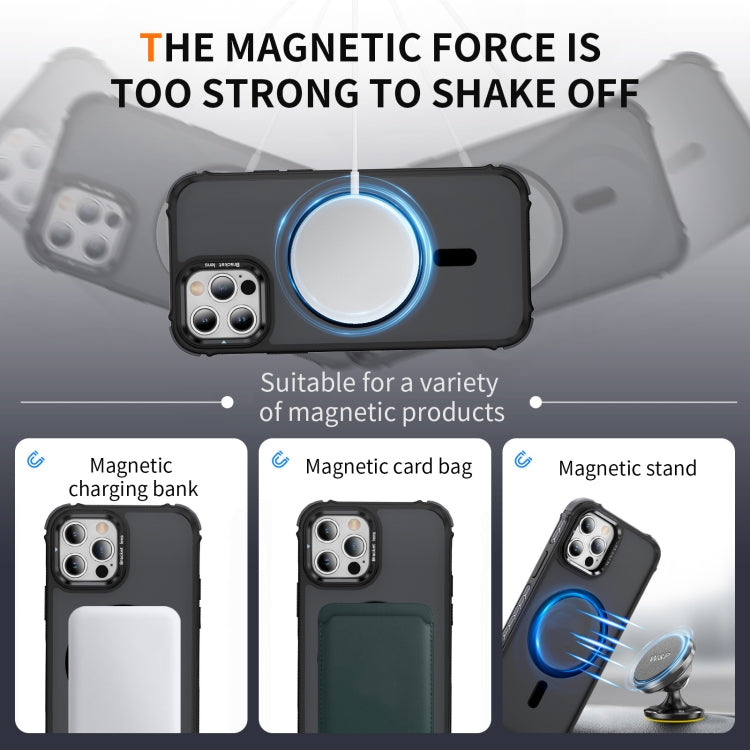 For iPhone 12 Pro Max Rainbow Series Skin Feel MagSafe Lens Holder Phone Case