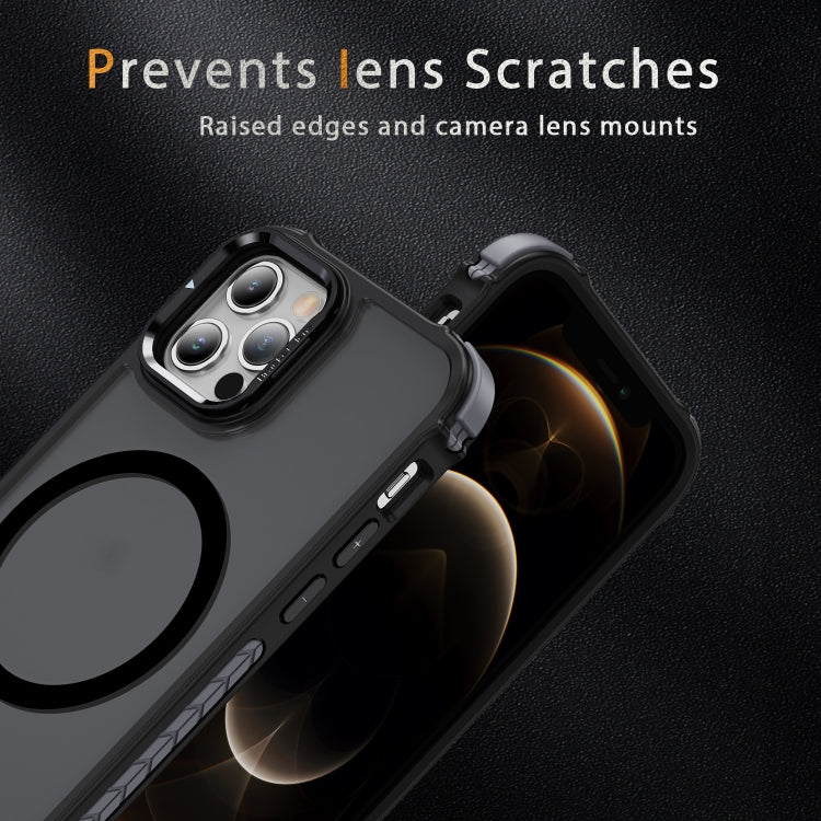 For iPhone 12 Pro Max Rainbow Series Skin Feel MagSafe Lens Holder Phone Case
