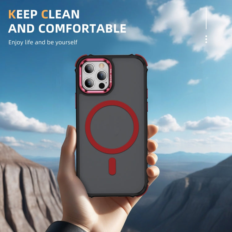 For iPhone 12 Pro Max Rainbow Series Skin Feel MagSafe Lens Holder Phone Case