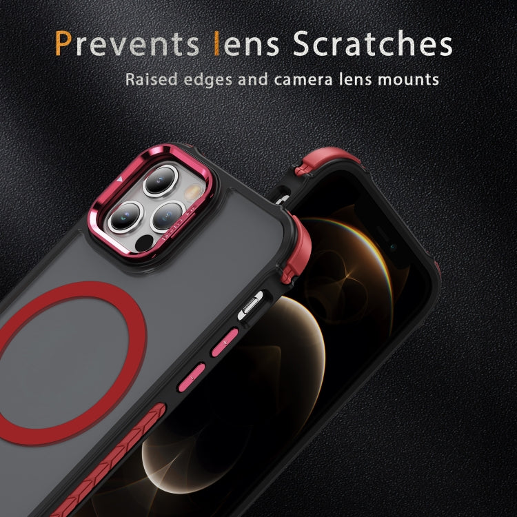 For iPhone 12 Pro Max Rainbow Series Skin Feel MagSafe Lens Holder Phone Case