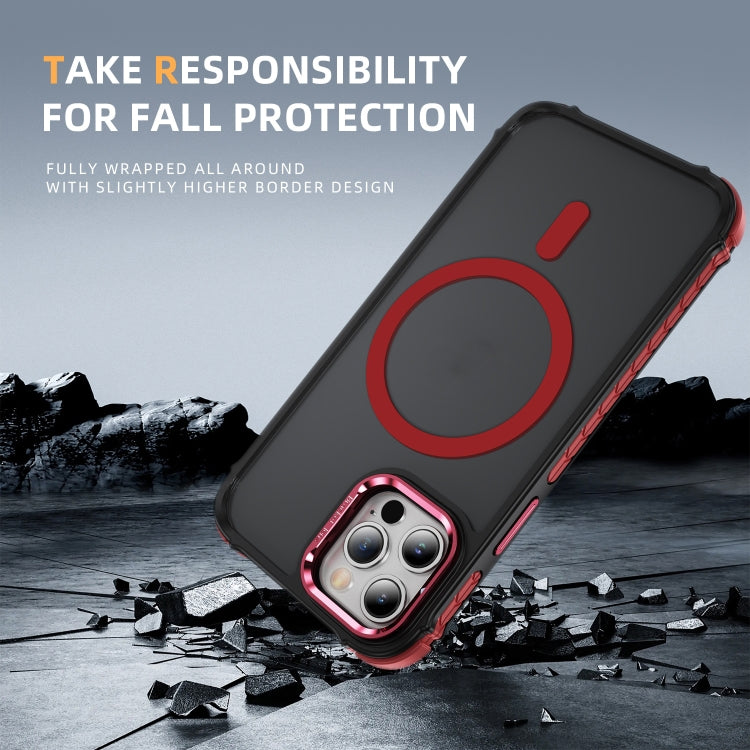 For iPhone 12 Pro Max Rainbow Series Skin Feel MagSafe Lens Holder Phone Case