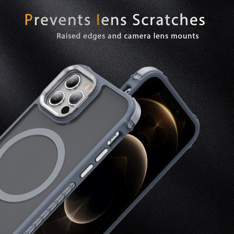 For iPhone 12 Pro Max Rainbow Series Skin Feel MagSafe Lens Holder Phone Case