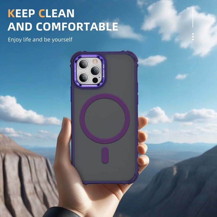 For iPhone 12 Pro Max Rainbow Series Skin Feel MagSafe Lens Holder Phone Case
