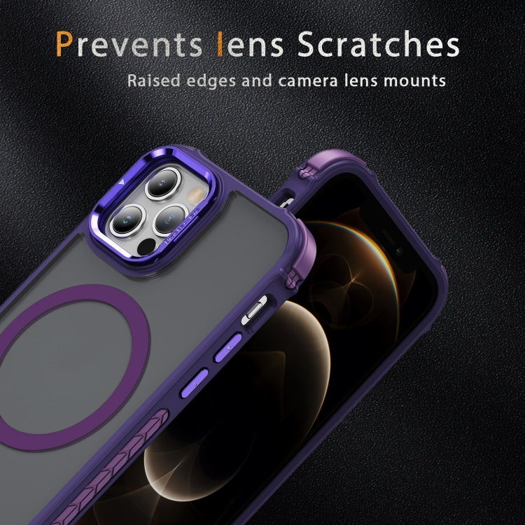 For iPhone 12 Pro Max Rainbow Series Skin Feel MagSafe Lens Holder Phone Case