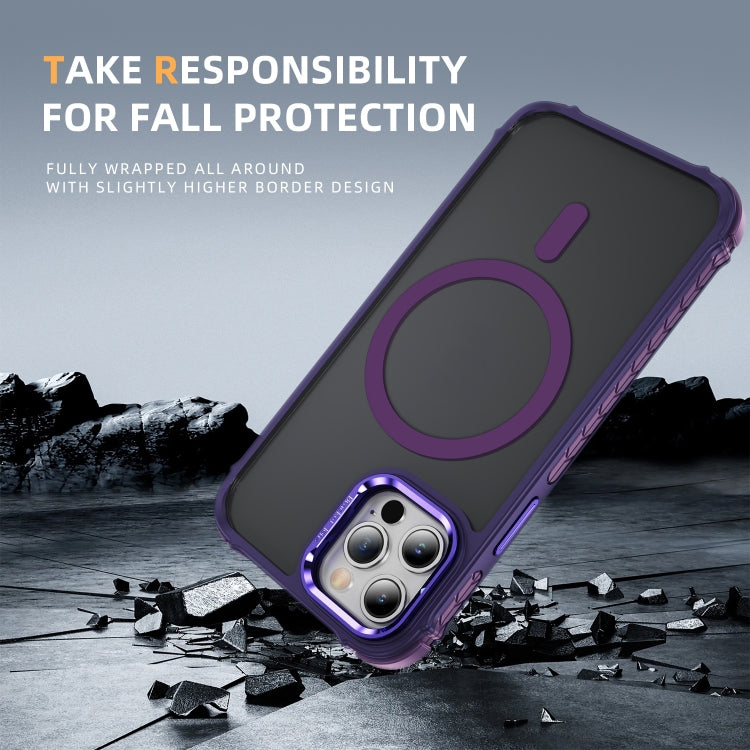 For iPhone 12 Pro Max Rainbow Series Skin Feel MagSafe Lens Holder Phone Case