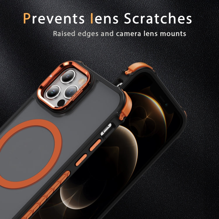 For iPhone 12 Pro Rainbow Series Skin Feel MagSafe Lens Holder Phone Case