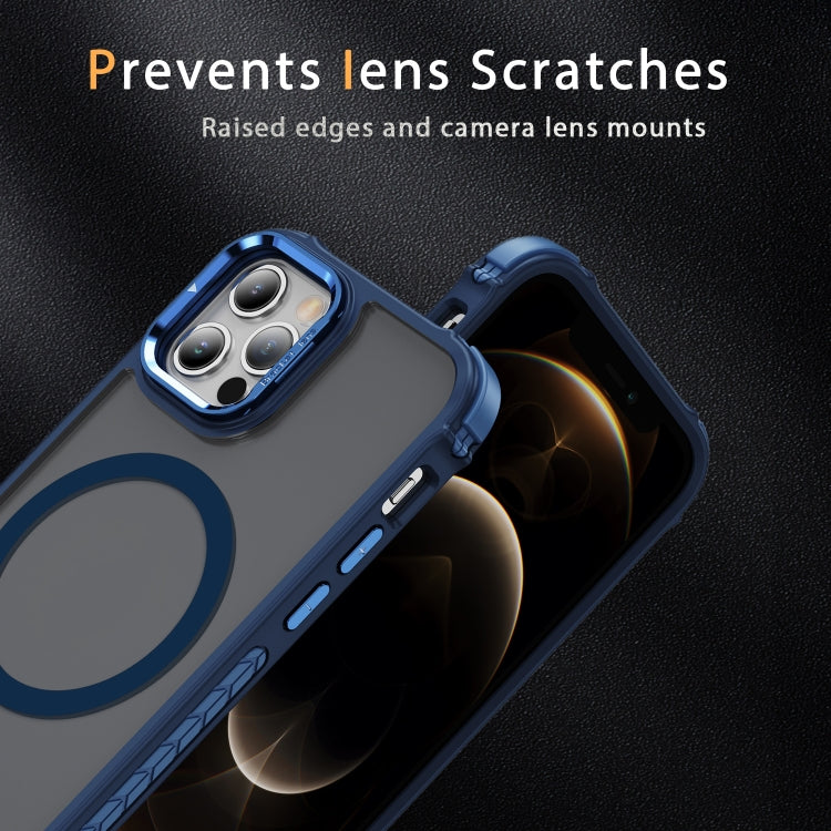 For iPhone 12 Pro Rainbow Series Skin Feel MagSafe Lens Holder Phone Case