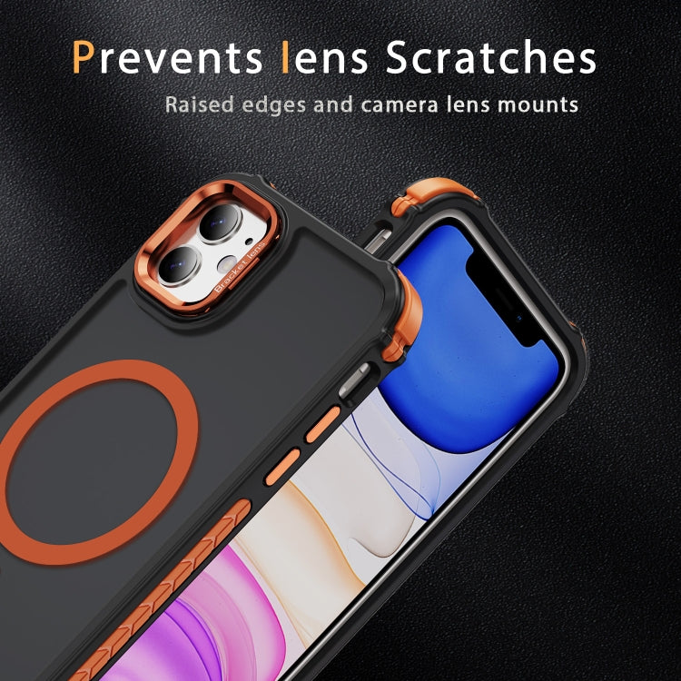 For iPhone 11 Rainbow Series Skin Feel MagSafe Lens Holder Phone Case