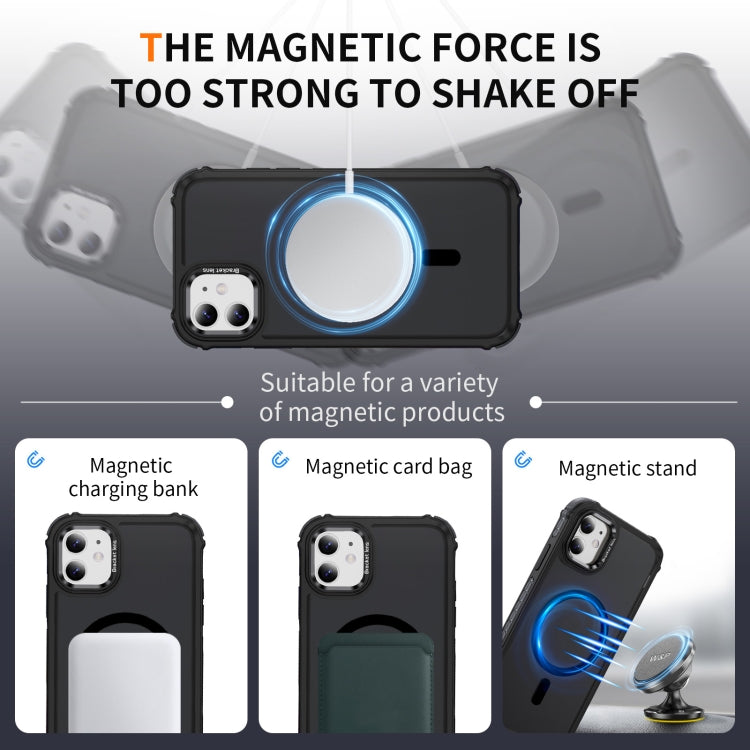 For iPhone 11 Rainbow Series Skin Feel MagSafe Lens Holder Phone Case