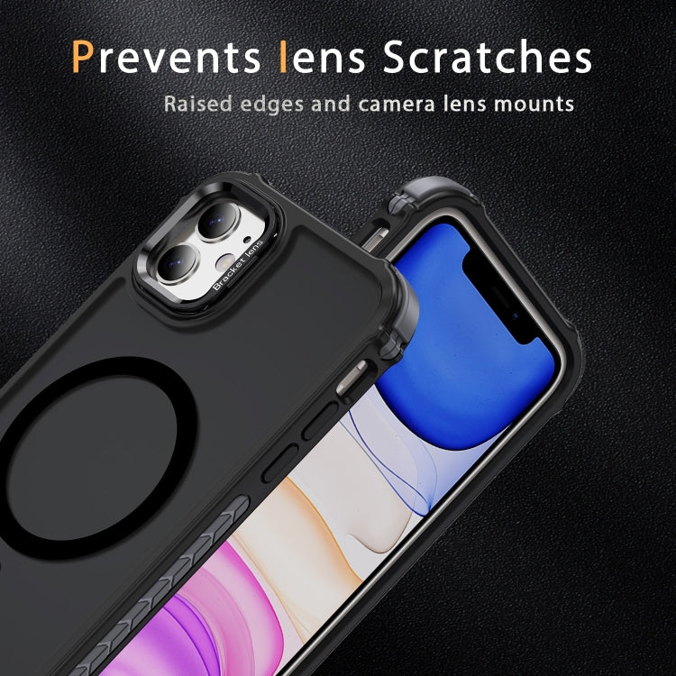 For iPhone 11 Rainbow Series Skin Feel MagSafe Lens Holder Phone Case