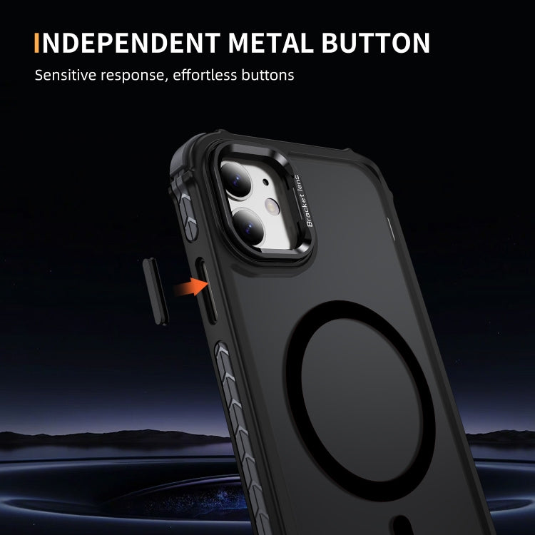 For iPhone 11 Rainbow Series Skin Feel MagSafe Lens Holder Phone Case
