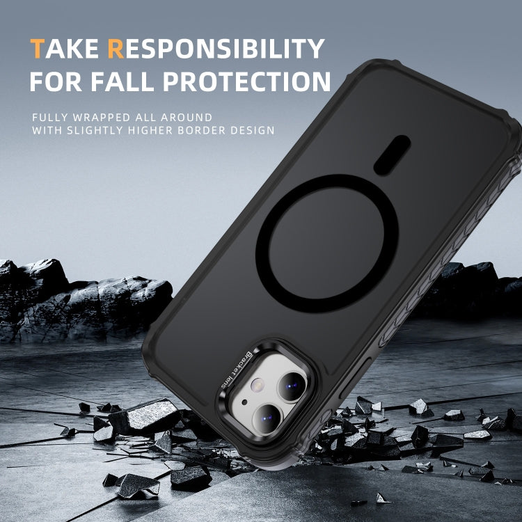 For iPhone 11 Rainbow Series Skin Feel MagSafe Lens Holder Phone Case