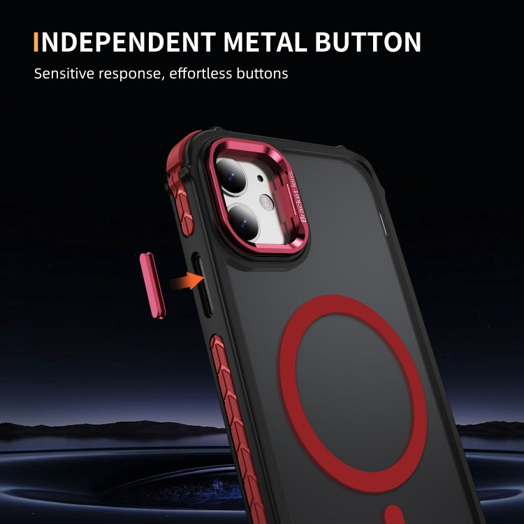 For iPhone 11 Rainbow Series Skin Feel MagSafe Lens Holder Phone Case
