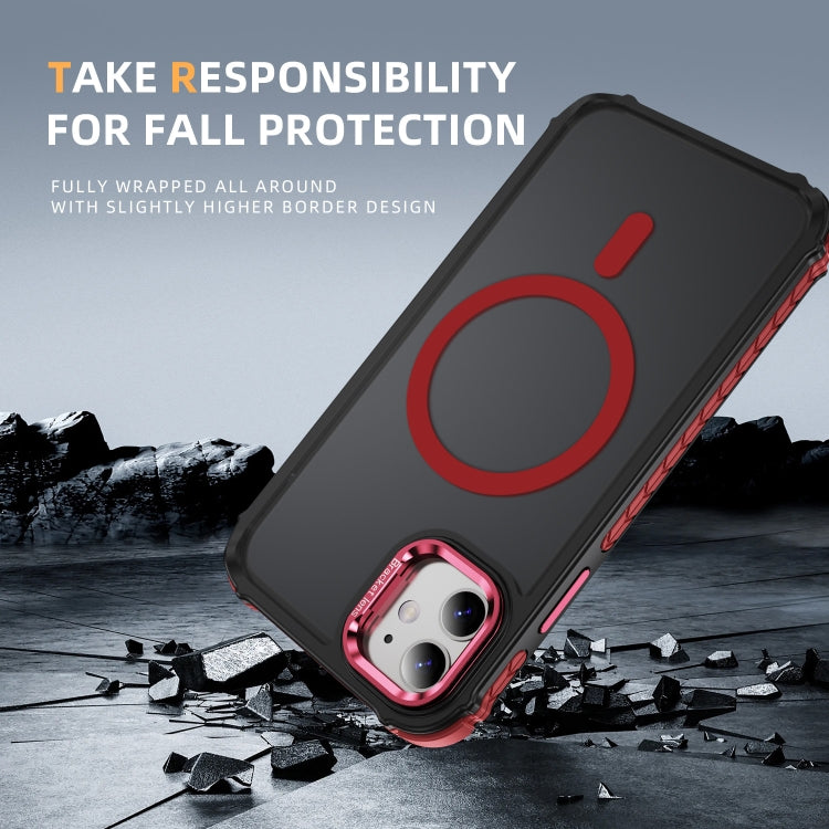For iPhone 11 Rainbow Series Skin Feel MagSafe Lens Holder Phone Case