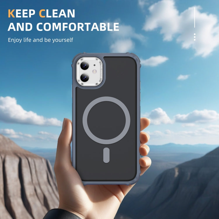 For iPhone 11 Rainbow Series Skin Feel MagSafe Lens Holder Phone Case