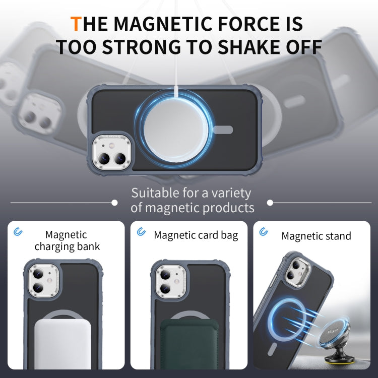 For iPhone 11 Rainbow Series Skin Feel MagSafe Lens Holder Phone Case