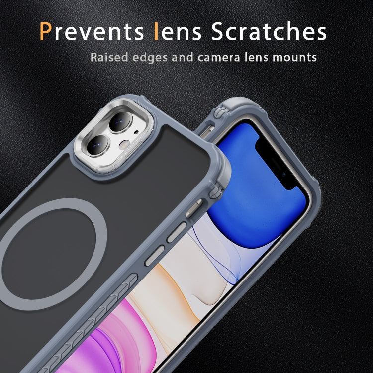 For iPhone 11 Rainbow Series Skin Feel MagSafe Lens Holder Phone Case