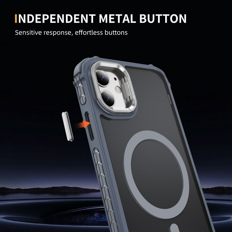 For iPhone 11 Rainbow Series Skin Feel MagSafe Lens Holder Phone Case
