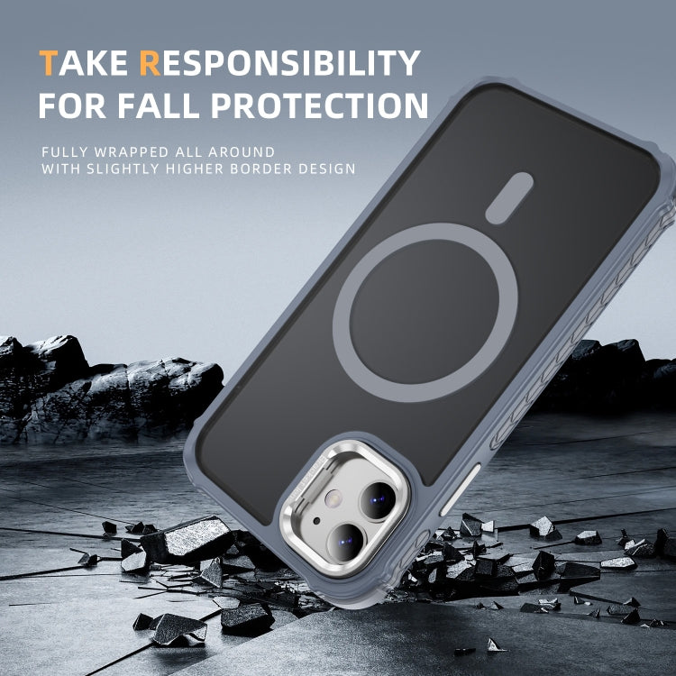 For iPhone 11 Rainbow Series Skin Feel MagSafe Lens Holder Phone Case