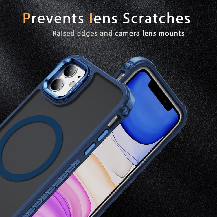 For iPhone 11 Rainbow Series Skin Feel MagSafe Lens Holder Phone Case