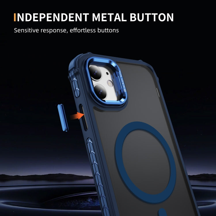 For iPhone 11 Rainbow Series Skin Feel MagSafe Lens Holder Phone Case