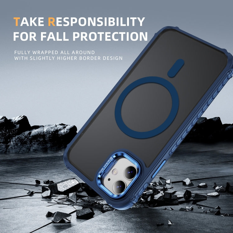 For iPhone 11 Rainbow Series Skin Feel MagSafe Lens Holder Phone Case