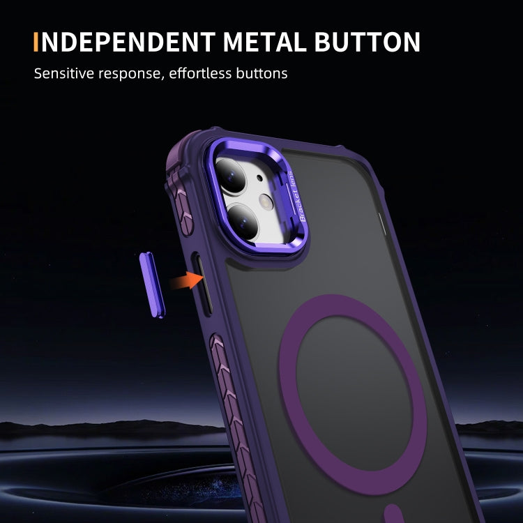 For iPhone 11 Rainbow Series Skin Feel MagSafe Lens Holder Phone Case
