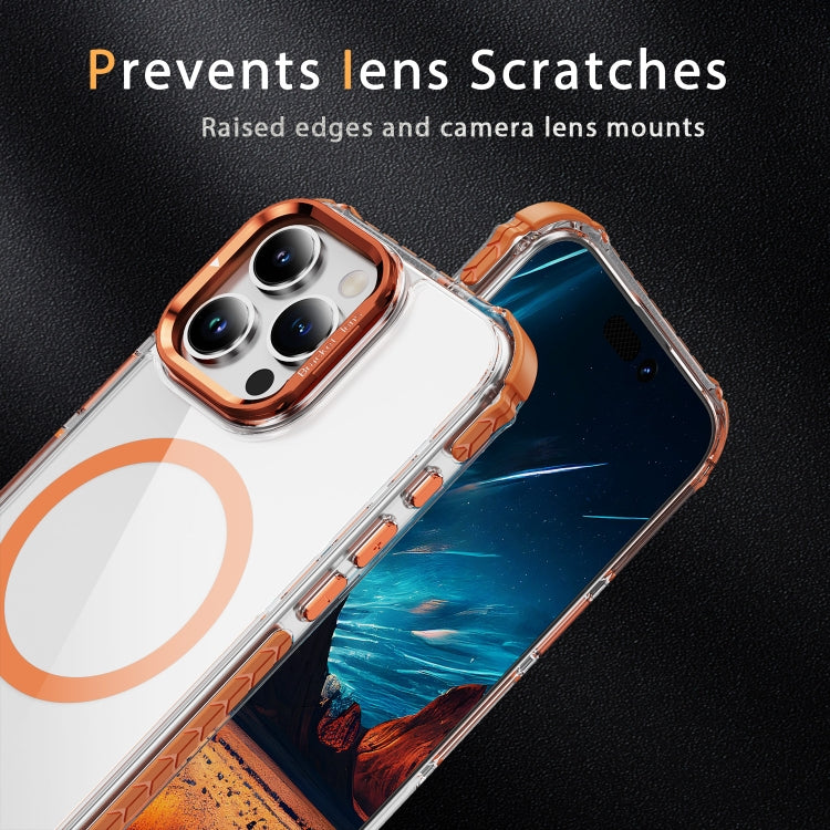 For iPhone 16 Pro Max Rainbow Series Transparent MagSafe Lens Holder Phone Case