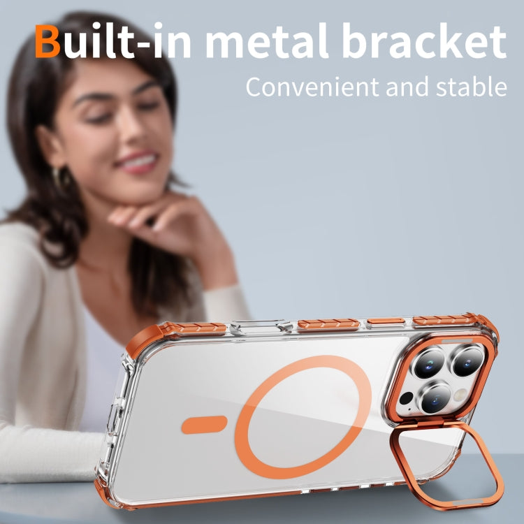 For iPhone 16 Pro Max Rainbow Series Transparent MagSafe Lens Holder Phone Case