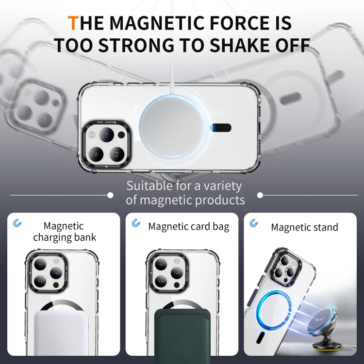 For iPhone 16 Pro Max Rainbow Series Transparent MagSafe Lens Holder Phone Case