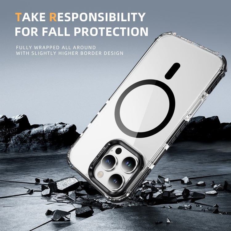 For iPhone 16 Pro Max Rainbow Series Transparent MagSafe Lens Holder Phone Case