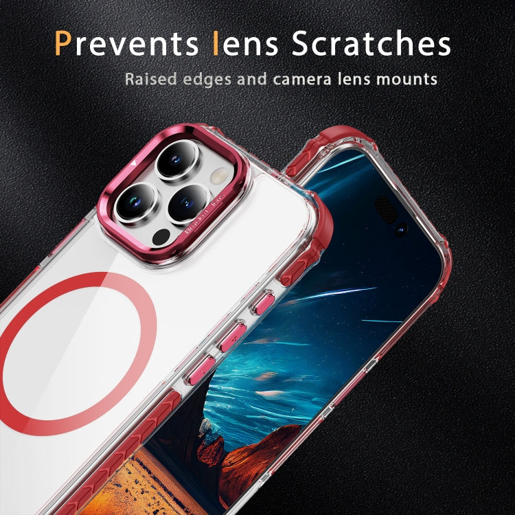 For iPhone 16 Pro Max Rainbow Series Transparent MagSafe Lens Holder Phone Case