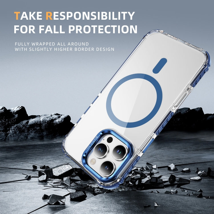 For iPhone 16 Pro Max Rainbow Series Transparent MagSafe Lens Holder Phone Case