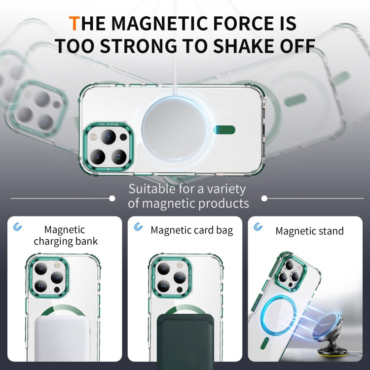 For iPhone 16 Pro Max Rainbow Series Transparent MagSafe Lens Holder Phone Case