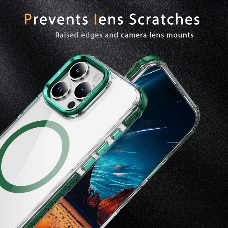 For iPhone 16 Pro Max Rainbow Series Transparent MagSafe Lens Holder Phone Case