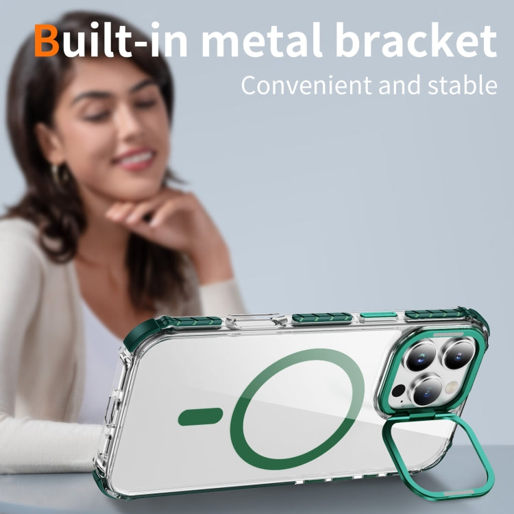 For iPhone 16 Pro Max Rainbow Series Transparent MagSafe Lens Holder Phone Case