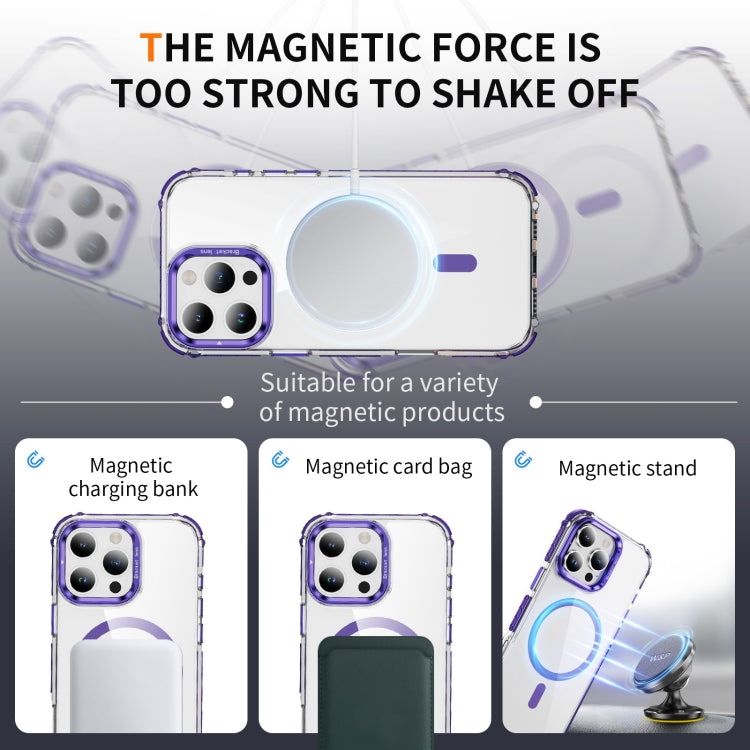 For iPhone 16 Pro Max Rainbow Series Transparent MagSafe Lens Holder Phone Case