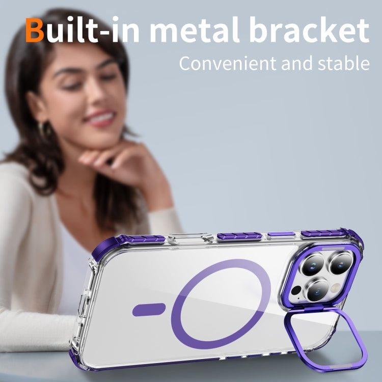 For iPhone 16 Pro Max Rainbow Series Transparent MagSafe Lens Holder Phone Case