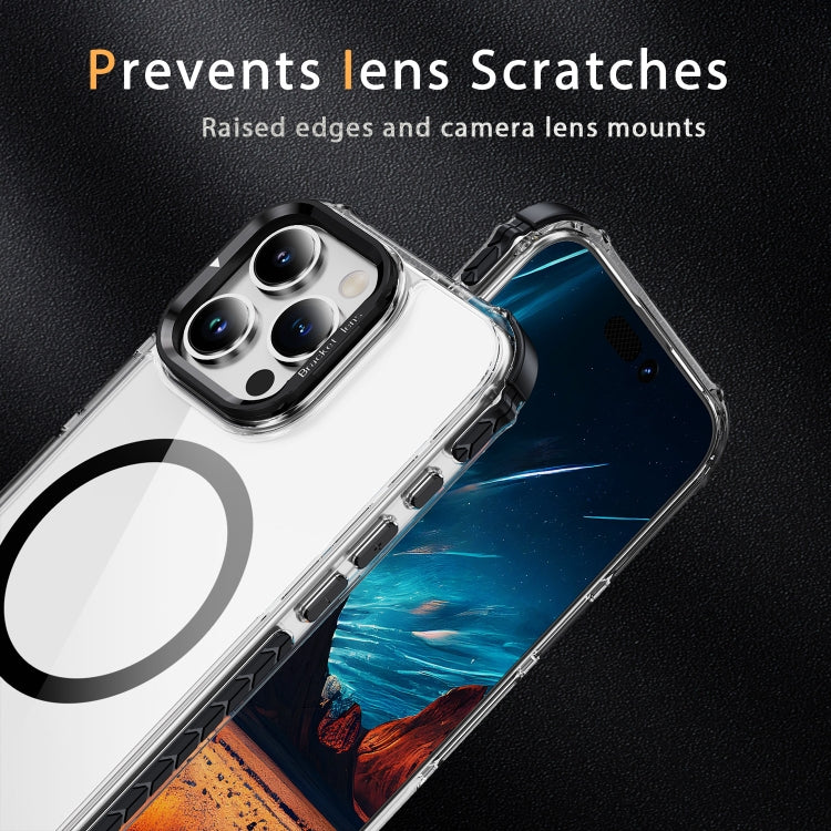 For iPhone 16 Pro Rainbow Series Transparent MagSafe Lens Holder Phone Case