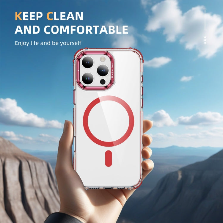 For iPhone 16 Pro Rainbow Series Transparent MagSafe Lens Holder Phone Case