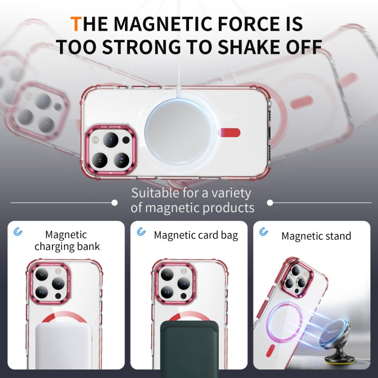 For iPhone 16 Pro Rainbow Series Transparent MagSafe Lens Holder Phone Case