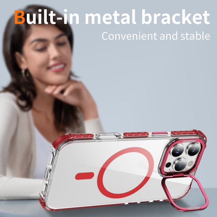 For iPhone 16 Pro Rainbow Series Transparent MagSafe Lens Holder Phone Case
