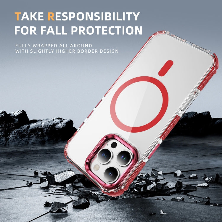 For iPhone 16 Pro Rainbow Series Transparent MagSafe Lens Holder Phone Case