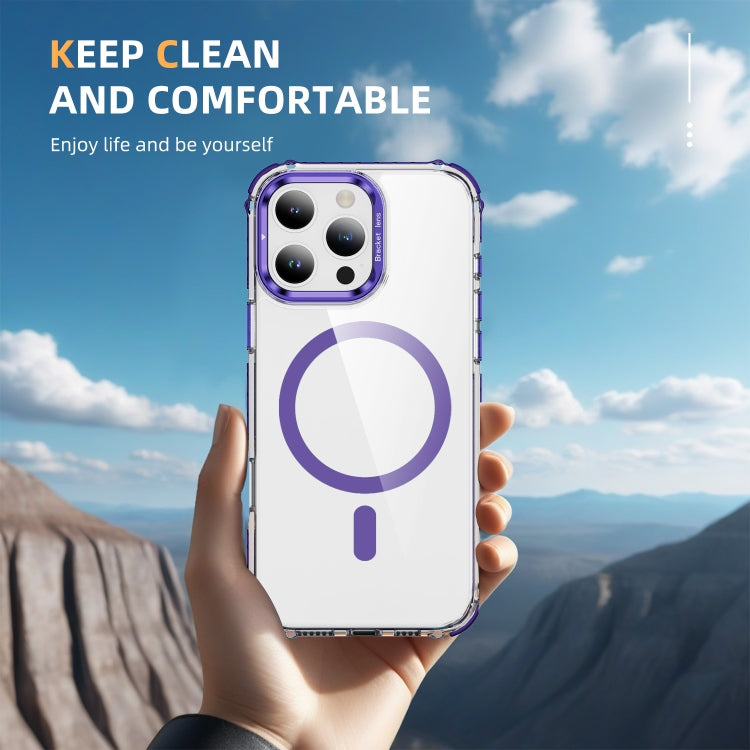 For iPhone 16 Pro Rainbow Series Transparent MagSafe Lens Holder Phone Case